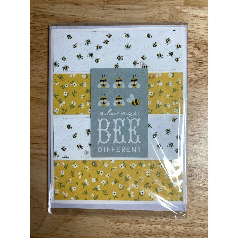 Bee & Flowers Greeting Card - Handmade A2 Card – All Occasion Blank Card